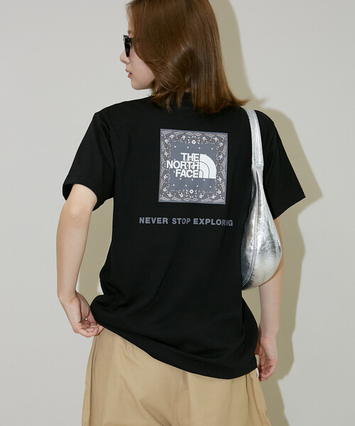 THE NORTH FACE(ザノースフェイス)の「THE NORTH FACE/ザ・ノース・フェイス Short Sleeve Bandana Square Logo Tee/ショートスリーブ バンダナ スクエア ロゴ Tシャツ(NTW32446) 限定展開(ニット/セーター・レディース・ブラック/オフホワイト・MEDIUM/SMALL/X-LARGE/LARGE)」の13枚目の写真