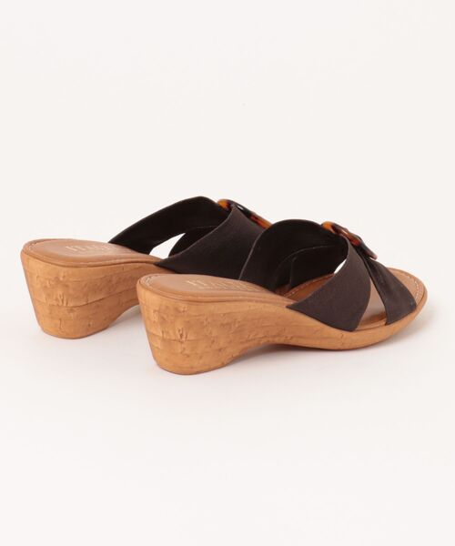 ITALIAN SHOEMAKERS(イタリアンシューメーカー)の「【ITALIAN SHOEMAKERS】べっ甲風バックルウェッジヒールサンダル(962325)(サンダル・レディース・ブラック/ベージュ/ダークブラウン・35/36/37/38/39)」の4枚目の写真