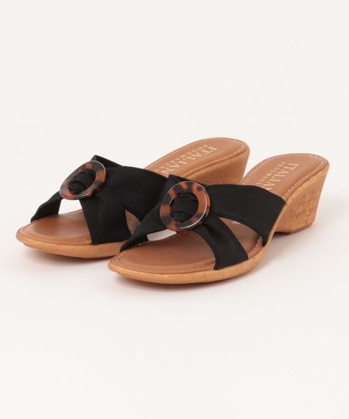 ITALIAN SHOEMAKERS(イタリアンシューメーカー)の「【ITALIAN SHOEMAKERS】べっ甲風バックルウェッジヒールサンダル(962325)(サンダル・レディース・ブラック/ベージュ/ダークブラウン・35/36/37/38/39)」の10枚目の写真