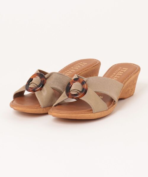 ITALIAN SHOEMAKERS(イタリアンシューメーカー)の「【ITALIAN SHOEMAKERS】べっ甲風バックルウェッジヒールサンダル(962325)(サンダル・レディース・ブラック/ベージュ/ダークブラウン・35/36/37/38/39)」の12枚目の写真