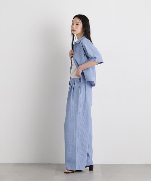 THOUSAND MILE（サウザンドマイル）の「THOUSAND MILE/SEERSUCKER STRIPE SHIRT(セットアップ可)（シャツ/ブラウス・レディース・ライトブルー・FREE）」の6枚目の写真