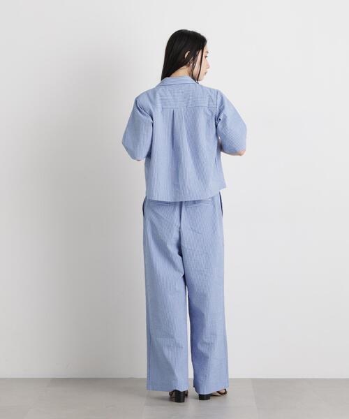 THOUSAND MILE（サウザンドマイル）の「THOUSAND MILE/SEERSUCKER STRIPE SHIRT(セットアップ可)（シャツ/ブラウス・レディース・ライトブルー・FREE）」の7枚目の写真