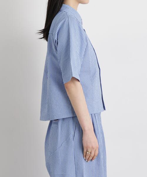 THOUSAND MILE（サウザンドマイル）の「THOUSAND MILE/SEERSUCKER STRIPE SHIRT(セットアップ可)（シャツ/ブラウス・レディース・ライトブルー・FREE）」の10枚目の写真