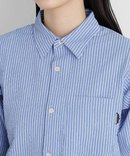 THOUSAND MILE（サウザンドマイル）の「THOUSAND MILE/SEERSUCKER STRIPE SHIRT(セットアップ可)（シャツ/ブラウス・レディース・ライトブルー・FREE）」の12枚目の写真