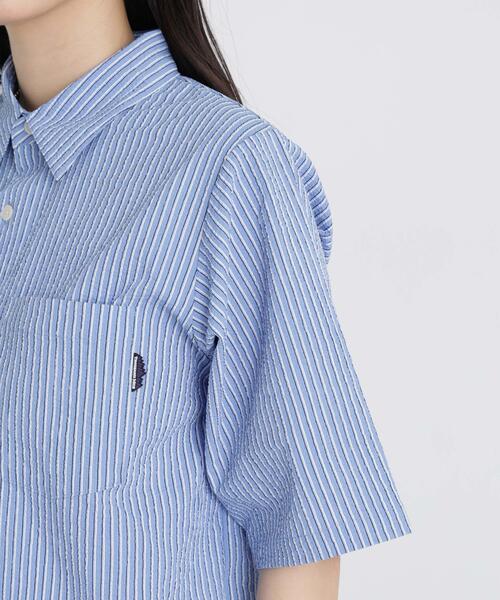 THOUSAND MILE（サウザンドマイル）の「THOUSAND MILE/SEERSUCKER STRIPE SHIRT(セットアップ可)（シャツ/ブラウス・レディース・ライトブルー・FREE）」の13枚目の写真