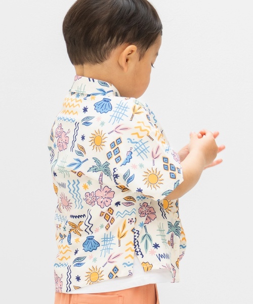 and D. petit main(アンドディープティマイン)の「【セットアップ可】【水陸両用】総ガラ半袖シャツ(シャツ/ブラウス・キッズ・ライトカーキ/ネイビー/アイボリー・140cm/120cm/100cm/110cm/90cm/130cm)」の8枚目の写真