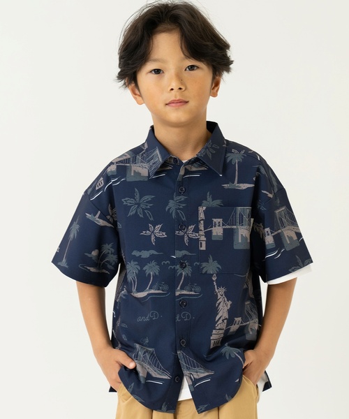 and D. petit main(アンドディープティマイン)の「【セットアップ可】【水陸両用】総ガラ半袖シャツ(シャツ/ブラウス・キッズ・ライトカーキ/ネイビー/アイボリー・140cm/120cm/100cm/110cm/90cm/130cm)」の18枚目の写真