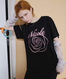 NICOLE ROSE SLEEVE TOP_BLACK PINK