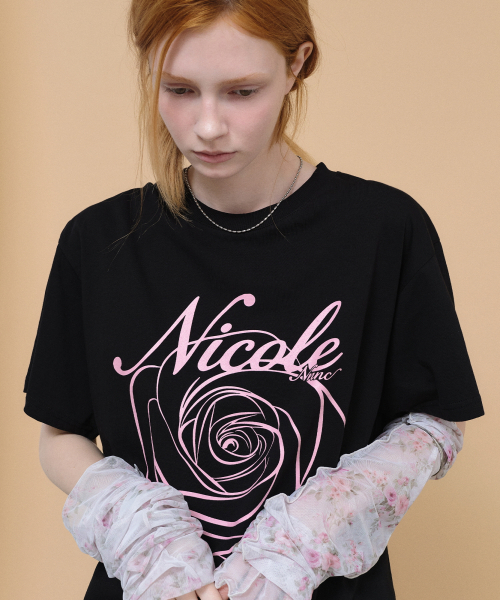 NICK&NICOLE(ニックアンドニコール)の「NICOLE ROSE SLEEVE TOP_BLACK PINK(Tシャツ/カットソー・レディース・その他・MEDIUM/LARGE)」の3枚目の写真