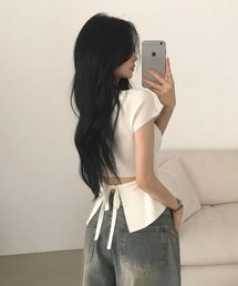 バックリボン付きTシャツ