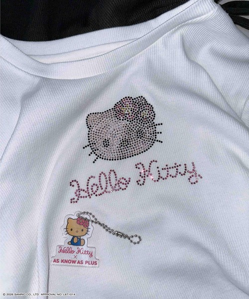 AS KNOW AS plus（アズノゥアズプラス）の「〇アクリルキーホルダー付き サイドリボン＆キラキラ Sanrio characters半袖Tシャツ    【Sanrio/サンリオ】（Tシャツ/カットソー・レディース・オフホワイト/ブラック/ホワイト系/グレー系・FREE）」の11枚目の写真