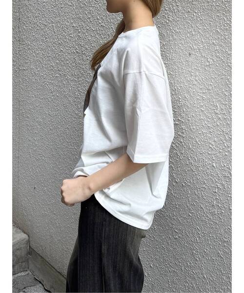 MURUA(ムルーア)の「プリントオーバーTシャツ 夏服(Tシャツ/カットソー・レディース・ブラウン/その他1/ブラック・FREE)」の9枚目の写真