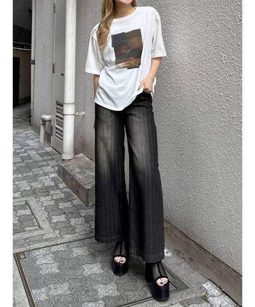 MURUA(ムルーア)の「プリントオーバーTシャツ 夏服(Tシャツ/カットソー・レディース・ブラウン/その他1/ブラック・FREE)」の11枚目の写真