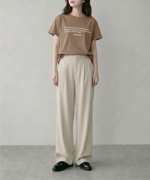aimoha（アイモハ）の「英字メッセージロゴ半袖Tシャツ（Tシャツ/カットソー・レディース・ブルー/ブラウン/ホワイト・L/M）」の5枚目の写真