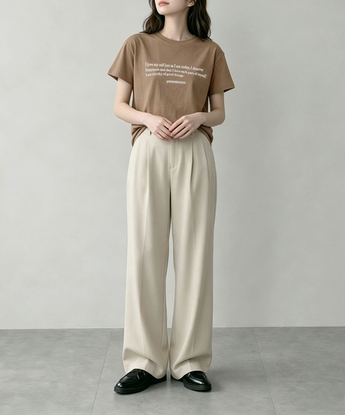 aimoha（アイモハ）の「英字メッセージロゴ半袖Tシャツ（Tシャツ/カットソー・レディース・ブルー/ブラウン/ホワイト・L/M）」の7枚目の写真