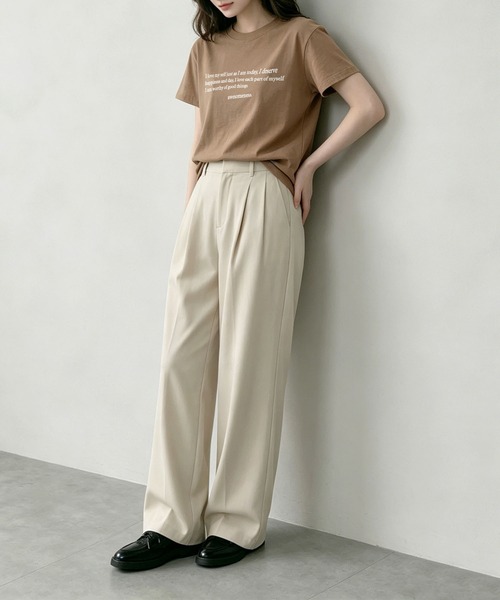 aimoha（アイモハ）の「英字メッセージロゴ半袖Tシャツ（Tシャツ/カットソー・レディース・ブルー/ブラウン/ホワイト・L/M）」の8枚目の写真