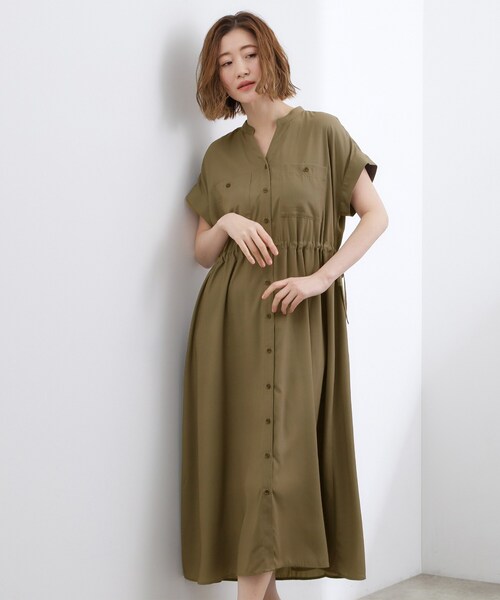 grove(グローブ)の「【洗える/体型カバー】ウエストドロストワンピース(ワンピース・レディース・マスタード/ブラック/ブラウン系その他・02/03/01/04/05)」の2枚目の写真