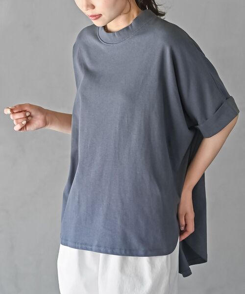 rps(アールピーエス)の「モックネックワイドドルマンT(Tシャツ/カットソー・レディース・オフホワイト/グレイッシュブルー/ブラック・フリー)」の1枚目の写真