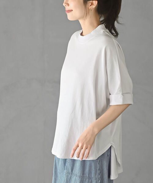 rps(アールピーエス)の「モックネックワイドドルマンT(Tシャツ/カットソー・レディース・オフホワイト/グレイッシュブルー/ブラック・フリー)」の9枚目の写真