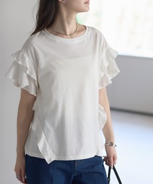 PREFERIR | 綿100%ダブルフレアスリーブTシャツ/二の腕カバー(Tシャツ/カットソー)