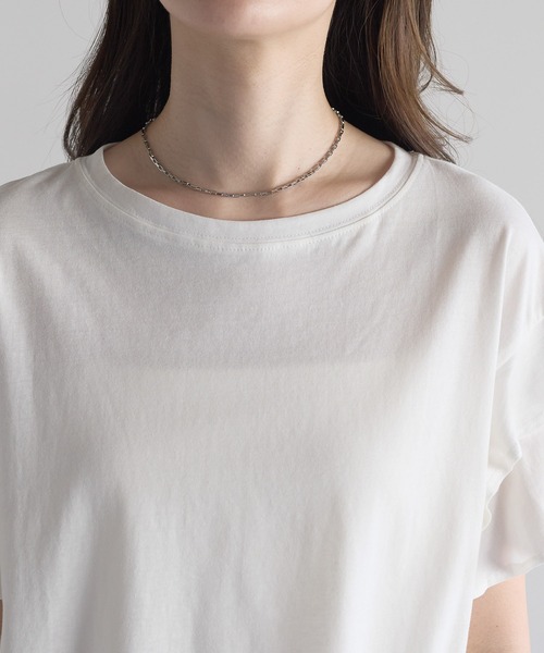 PREFERIR(プレフェリール)の「綿100%ダブルフレアスリーブTシャツ/二の腕カバー(Tシャツ/カットソー・レディース・ホワイト/ブラック/カーキ/ピンクベージュ・MEDIUM)」の19枚目の写真