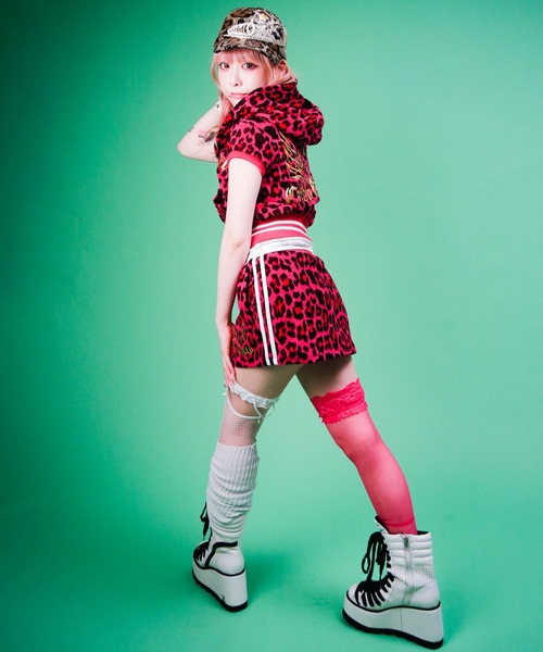 GALFY(ガルフィー)の「【GALFY】ガラ悪GALパーカー / 【ガルフィー】GALレオパード半袖パーカー(パーカー・レディース・ブラック/ピンク/パープル・S/M)」の4枚目の写真