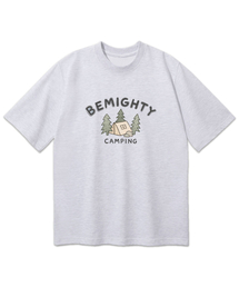 クレヨンキャンピングドローイングオーバーサイズ半袖Tシャツ[ライトグレー]