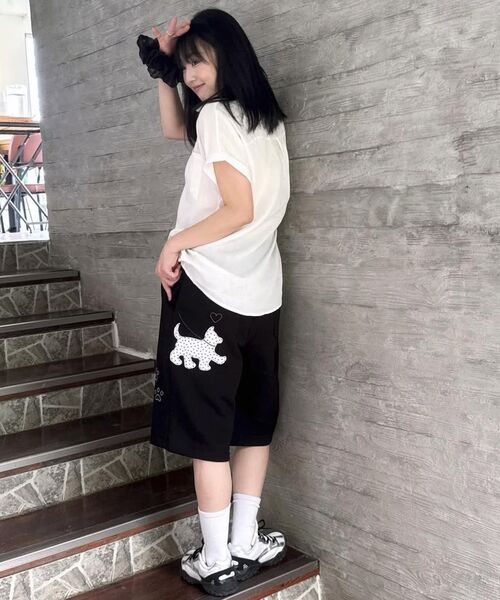 ambler(エムブラー)の「パピー パピー バermudaパンツ バーミューダ ワンタック スウェット ショートパンツ ASP902 (メランジ)(その他パンツ・レディース・その他・MEDIUM/LARGE)」の4枚目の写真
