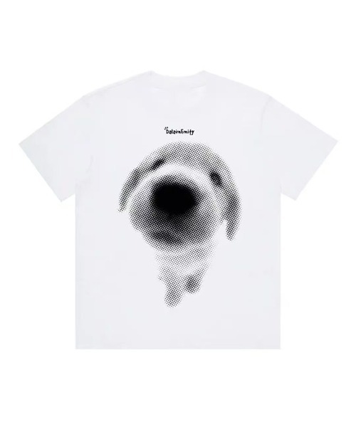 FreeZone(フリーゾーン)の「ヴィンテージライク ドッグプリント オーバーサイズTシャツ(Tシャツ/カットソー・メンズ・ブラック/ホワイト・FREE)」の2枚目の写真