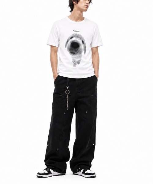 FreeZone(フリーゾーン)の「ヴィンテージライク ドッグプリント オーバーサイズTシャツ(Tシャツ/カットソー・メンズ・ブラック/ホワイト・FREE)」の6枚目の写真