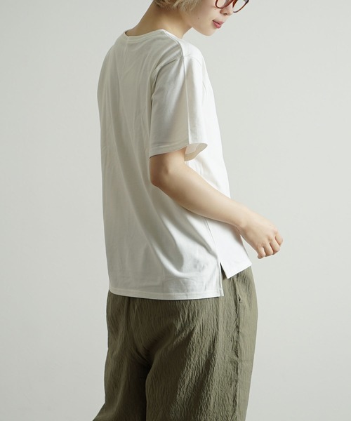 zootie（ズーティー）の「汗吸わないTシャツ［スタンダード］（Tシャツ/カットソー・レディース・コーラル/グレイッシュベージュ/杢グレー/ネイビー/オフホワイト/ミント/ブラック・L/3L/M/LL）」の2枚目の写真