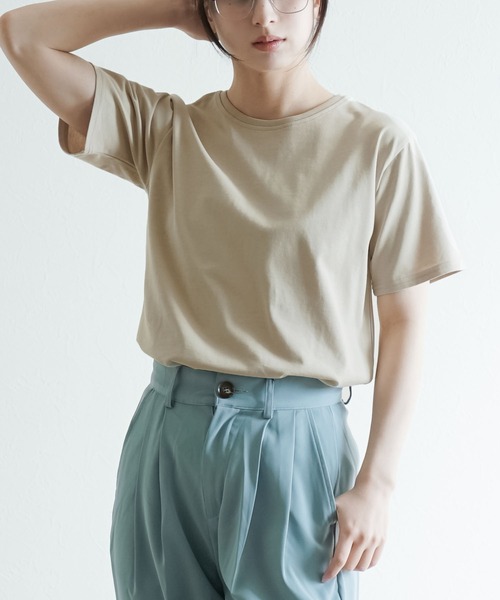 zootie（ズーティー）の「汗吸わないTシャツ［スタンダード］（Tシャツ/カットソー・レディース・コーラル/グレイッシュベージュ/杢グレー/ネイビー/オフホワイト/ミント/ブラック・L/3L/M/LL）」の4枚目の写真