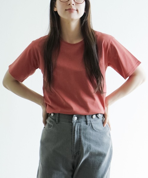 zootie（ズーティー）の「汗吸わないTシャツ［スタンダード］（Tシャツ/カットソー・レディース・コーラル/グレイッシュベージュ/杢グレー/ネイビー/オフホワイト/ミント/ブラック・L/3L/M/LL）」の7枚目の写真