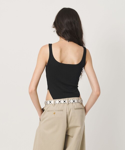 H　BEAUTY&YOUTH UNITED ARROWS（エイチビューティーアンドユースユナイテッドアローズ）の「＜H＞テレコ ボディタンクトップ（タンクトップ・レディース・ブラック/ホワイト・FREE）」の4枚目の写真
