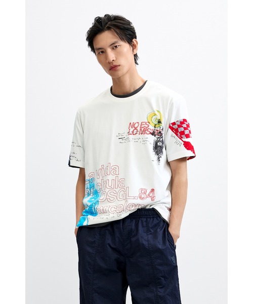 Desigual(デシグアル)の「マルチカラー グラフィック コラージュ Tシャツ【2026秋冬新作】(シャツ/ブラウス・メンズ・ホワイト・S/XL/XS/M/L)」の4枚目の写真