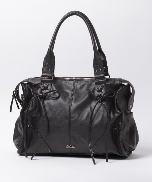 Heather（ヘザー）の「【PC収納可】LACE UP リボンボストンBAG　1044884（トートバッグ・レディース・アイボリー/ブラック/ピンク・ONE SIZE）」の6枚目の写真