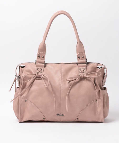 Heather（ヘザー）の「【PC収納可】LACE UP リボンボストンBAG　1044884（トートバッグ・レディース・アイボリー/ブラック/ピンク・ONE SIZE）」の7枚目の写真