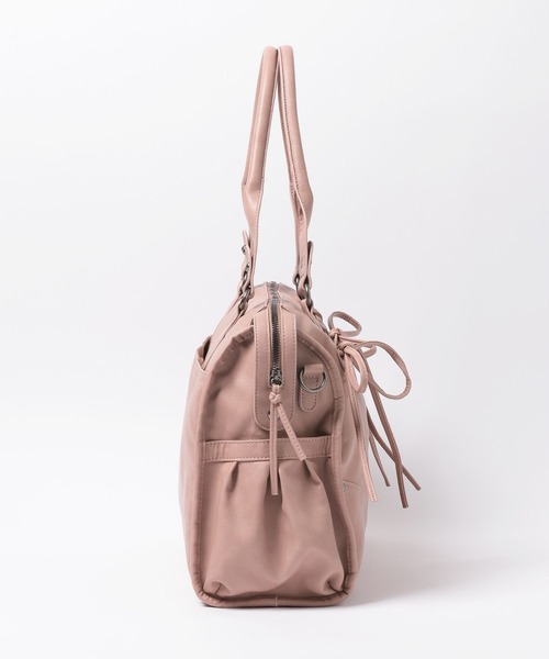 Heather（ヘザー）の「【PC収納可】LACE UP リボンボストンBAG　1044884（トートバッグ・レディース・アイボリー/ブラック/ピンク・ONE SIZE）」の9枚目の写真