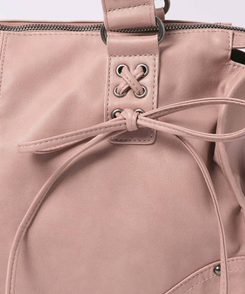 Heather（ヘザー）の「【PC収納可】LACE UP リボンボストンBAG　1044884（トートバッグ・レディース・アイボリー/ブラック/ピンク・ONE SIZE）」の13枚目の写真