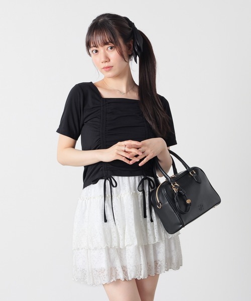 Honeys(ハニーズ)の「【ハニさら・吸水速乾・UVカット】フロントドロストトップス(Tシャツ/カットソー・レディース・イエロー/レッド/ブラック/ホワイト・L/M/S)」の9枚目の写真