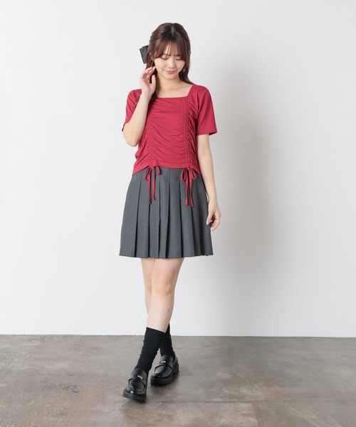 Honeys(ハニーズ)の「【ハニさら・吸水速乾・UVカット】フロントドロストトップス(Tシャツ/カットソー・レディース・イエロー/レッド/ブラック/ホワイト・L/M/S)」の10枚目の写真