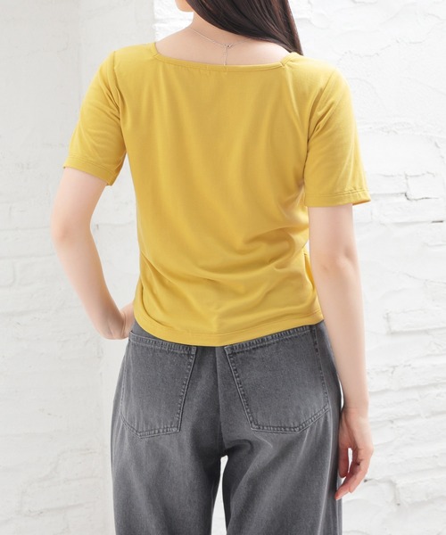 Honeys(ハニーズ)の「【ハニさら・吸水速乾・UVカット】フロントドロストトップス(Tシャツ/カットソー・レディース・イエロー/レッド/ブラック/ホワイト・L/M/S)」の17枚目の写真