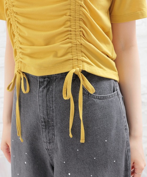 Honeys(ハニーズ)の「【ハニさら・吸水速乾・UVカット】フロントドロストトップス(Tシャツ/カットソー・レディース・イエロー/レッド/ブラック/ホワイト・L/M/S)」の20枚目の写真