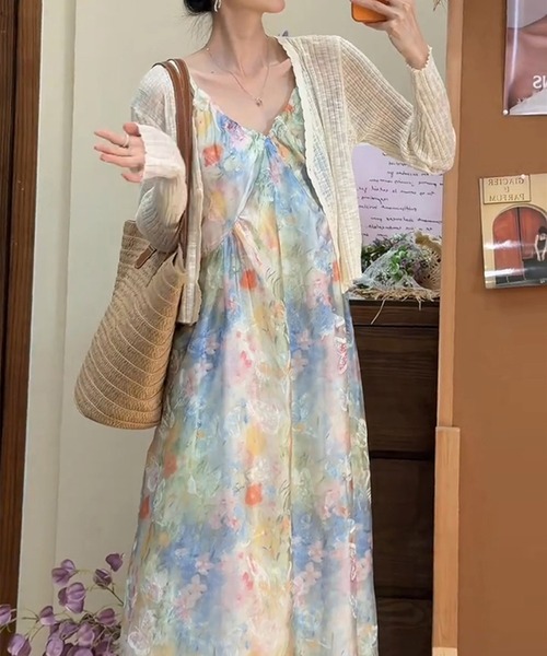 LUCPY(ラクピー)の「フラワーシアーキャミワンピース(ワンピース・レディース・ピンク・X-LARGE/LARGE/MEDIUM/SMALL)」の3枚目の写真