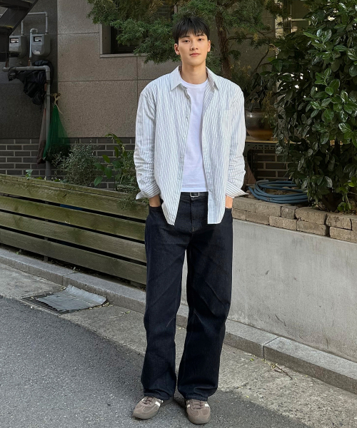 MINDBRIDGE（マインドブリッジ）の「[COUTURE]クリス50番手ライトブルーストライプオーバーサイズシャツ（シャツ/ブラウス・メンズ・ライトブルー・100/110/95/105）」の6枚目の写真