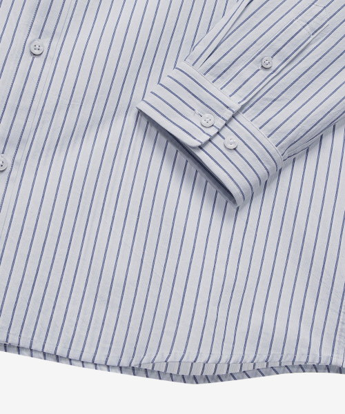 MINDBRIDGE（マインドブリッジ）の「[COUTURE]クリス50番手ライトブルーストライプオーバーサイズシャツ（シャツ/ブラウス・メンズ・ライトブルー・100/110/95/105）」の15枚目の写真