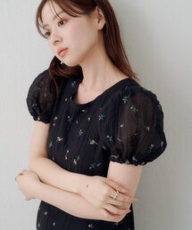 Kastane（カスタネ）の「【2サイズ展開/低身長サイズ】フラワーパフワンピース（ワンピース・レディース）」