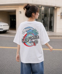 ★Bd★ピグメント加工　ポケット付きバックプリント クルーネックTシャツ