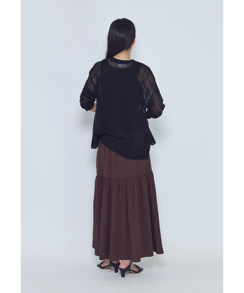 1er Arrondissement(プルミエアロンディスモン)の「フィブリルポプリンティアードスカート(スカート・レディース・ブラウン系その他5/ブラック系その他3・38/36)」の16枚目の写真