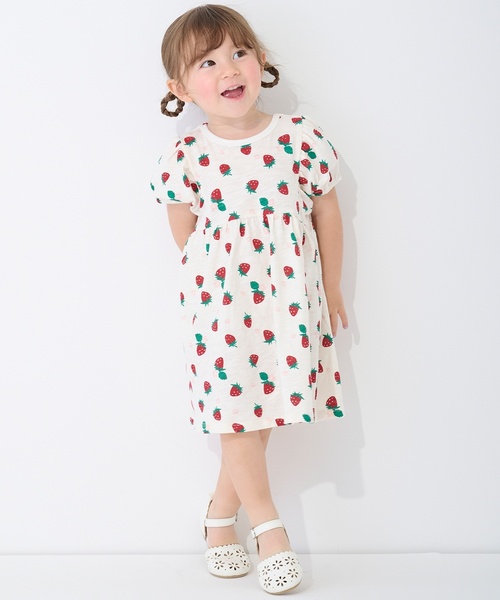 petit main（プティマイン）の「【GOODPRICE】カット総柄ワンピース（ワンピース・キッズ・ブルー/イエロー/アイボリー・90cm/130cm/100cm/110cm/80ｃｍ/120cm）」の2枚目の写真